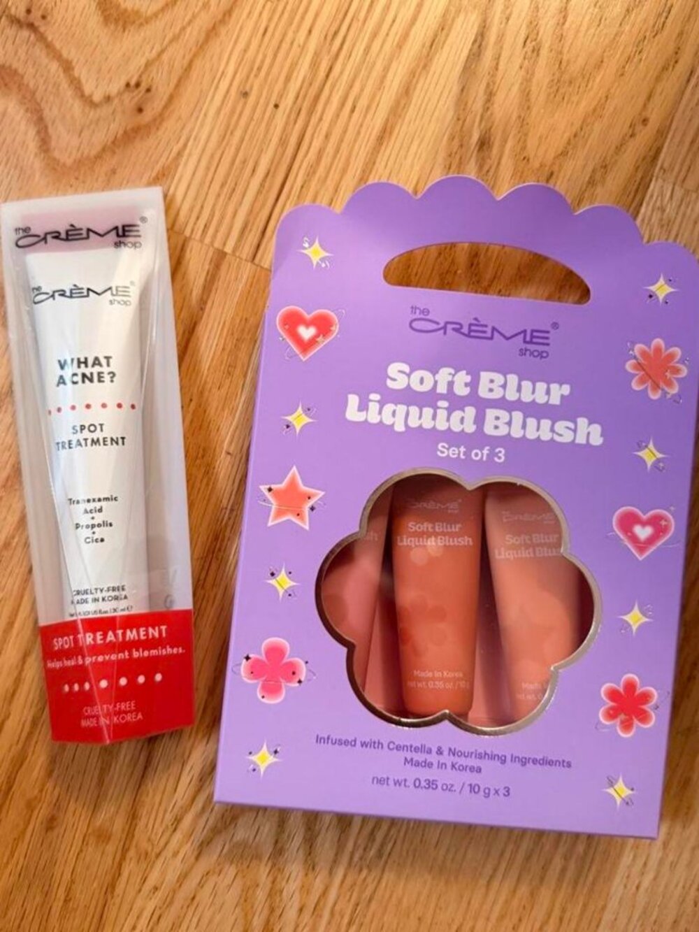 The Creme Shop Soft Blur Liquid Blush Set of 3 + Acne Spot Treatment - BNIB